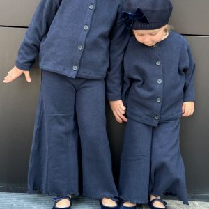 Cardigan Bambina in Caldo Cotone Blu Navy- Fiorile
