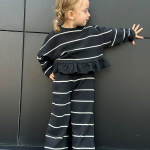 Maglia in Caldo Cotone con Rouches &ndash; Antracite/Panna &ndash; Fiorile
